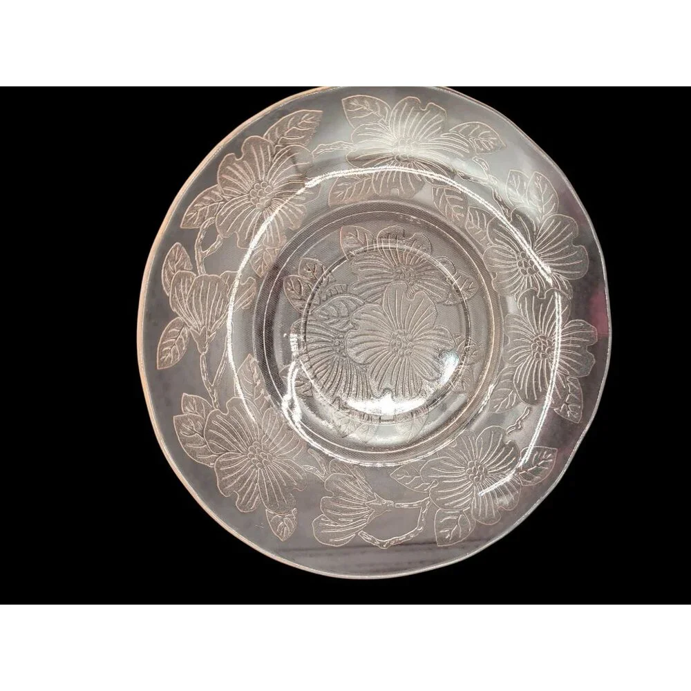 Set of 3 Vintage Macbeth Evans Dogwood Pink Depression Glass‎ Saucers 6